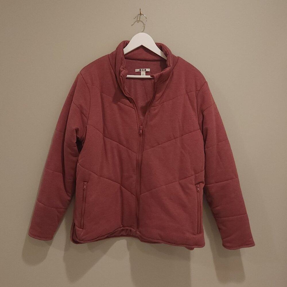 Three Dots Anthropologie Quilted Knit Jacket Cozy Gorpcore Casual Size XL